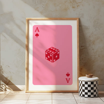 Premium Poster of Unique Pink Ace of Spades Playing Card Dice Art Posters
