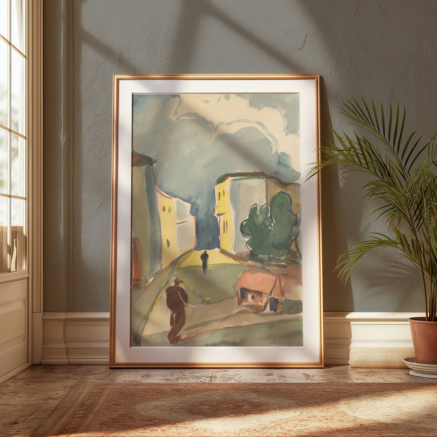 Premium Poster of Urban Landscape with Buildings and People Posters