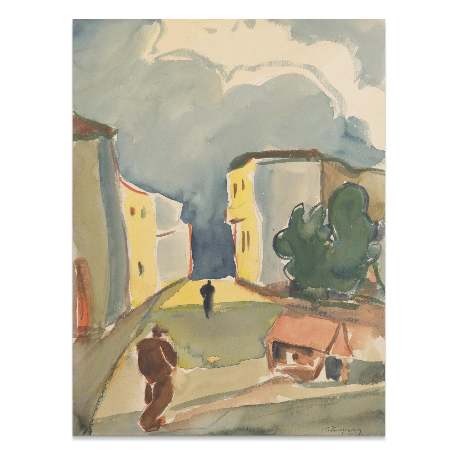 Premium Poster of Urban Landscape with Buildings and People Posters