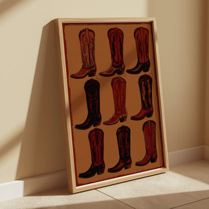 Premium Poster of Variety of Cowboy Boot Designs on Art Print Posters
