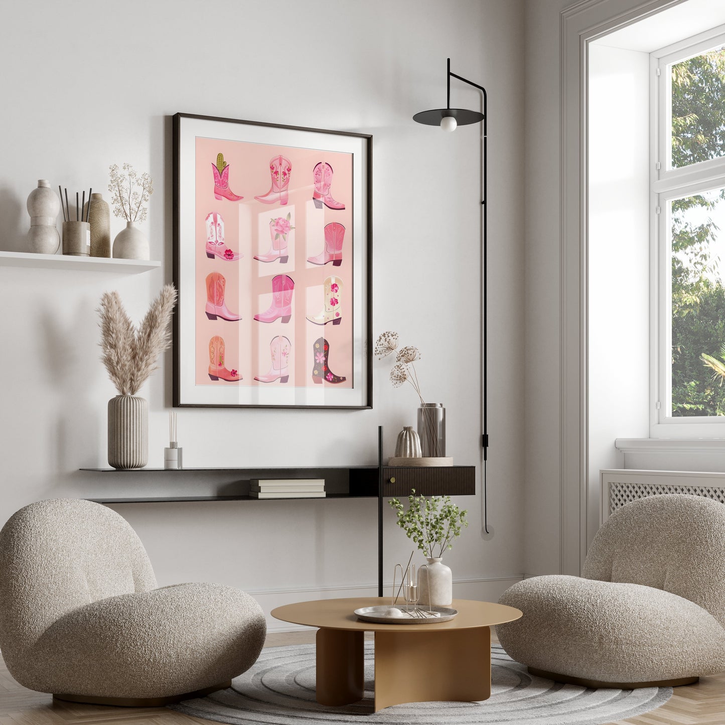 Premium Poster of Variety of Intricately Designed Pink Cowboy Boots Posters