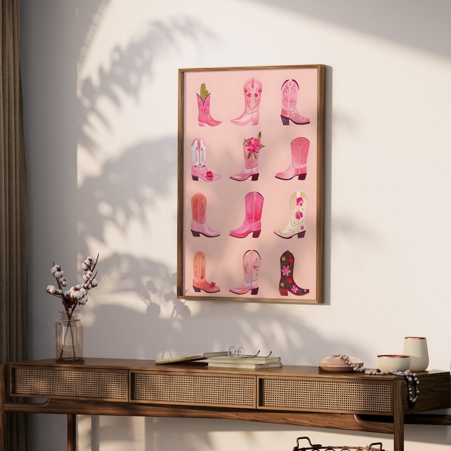 Premium Poster of Variety of Intricately Designed Pink Cowboy Boots Posters