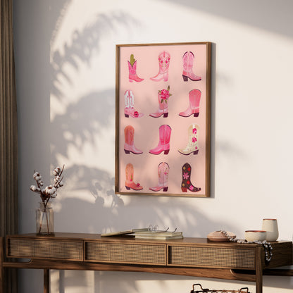 Premium Poster of Variety of Intricately Designed Pink Cowboy Boots Posters