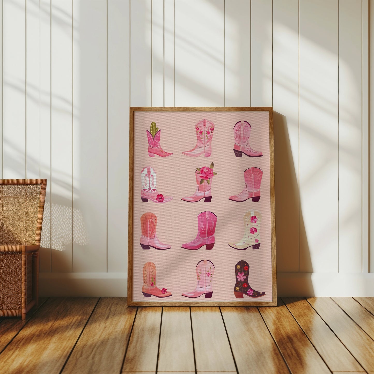 Premium Poster of Variety of Intricately Designed Pink Cowboy Boots Posters