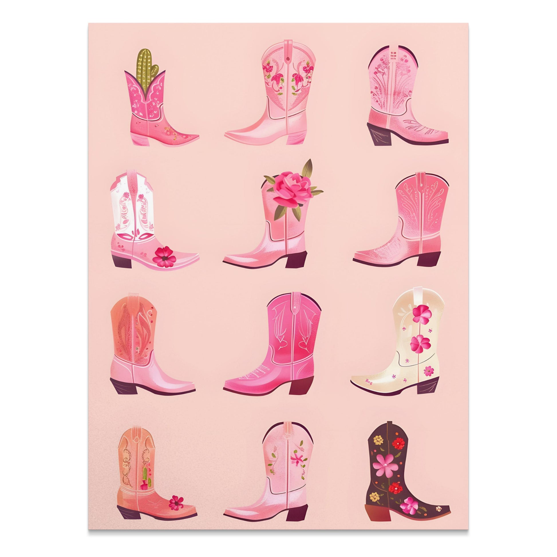 Premium Poster of Variety of Intricately Designed Pink Cowboy Boots Posters