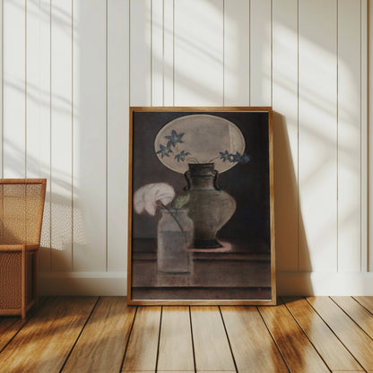 Premium Poster of Vase with Blue and White Flowers Artistic Posters