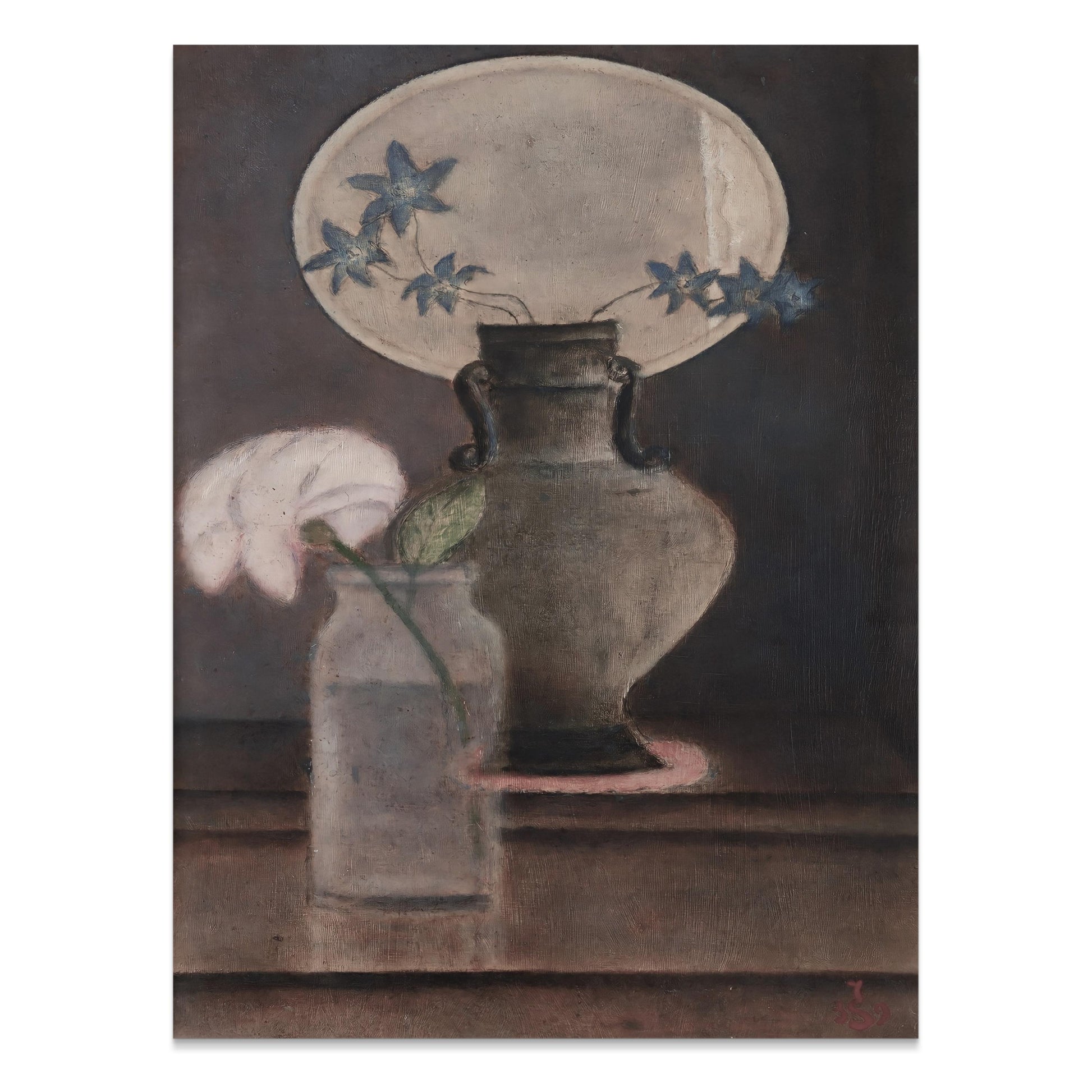Premium Poster of Vase with Blue and White Flowers Artistic Posters