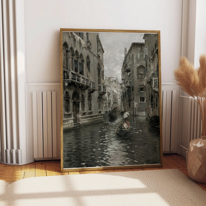 Premium Poster of Venetian Canal with Gondolas and Historic Buildings Posters