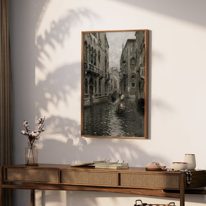 Premium Poster of Venetian Canal with Gondolas and Historic Buildings Posters