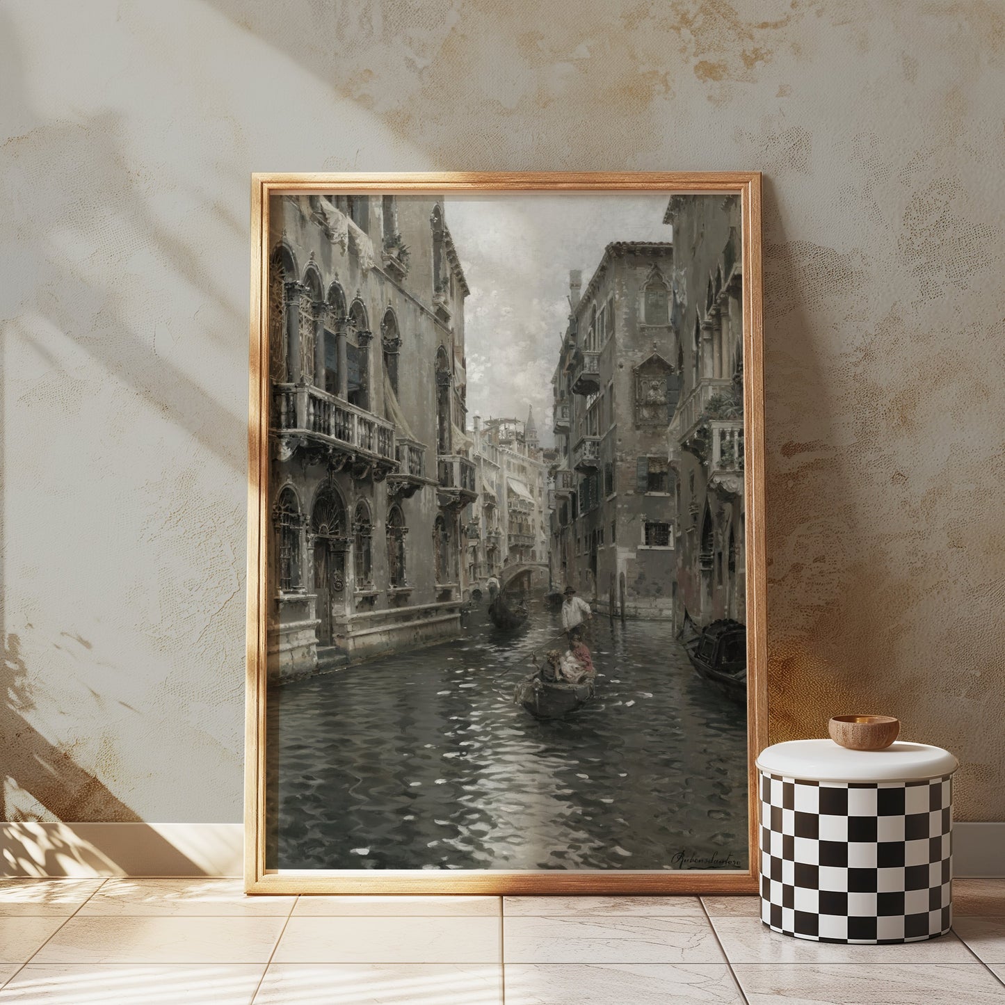 Premium Poster of Venetian Canal with Gondolas and Historic Buildings Posters
