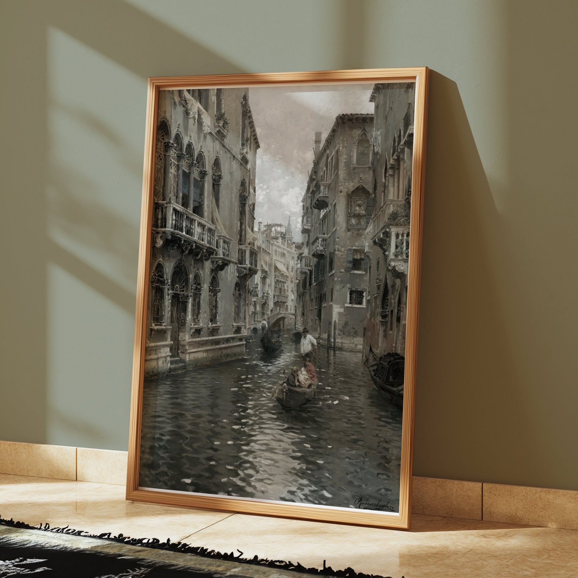 Premium Poster of Venetian Canal with Gondolas and Historic Buildings Posters