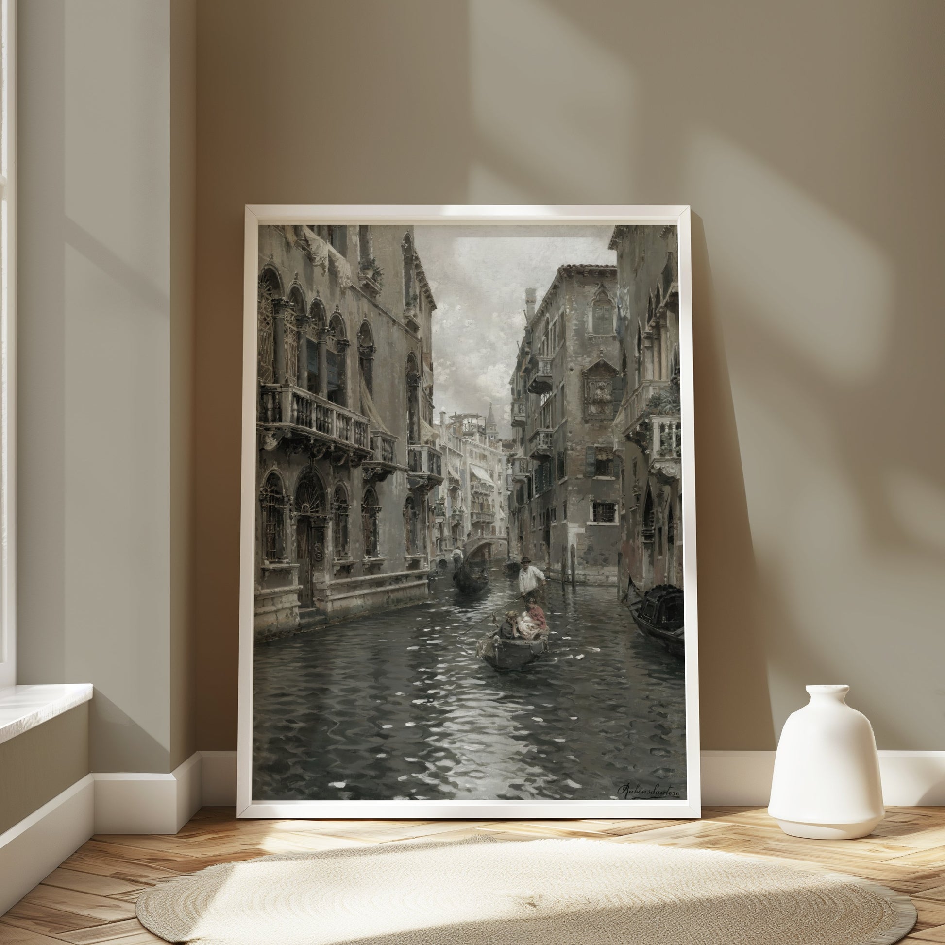 Premium Poster of Venetian Canal with Gondolas and Historic Buildings Posters