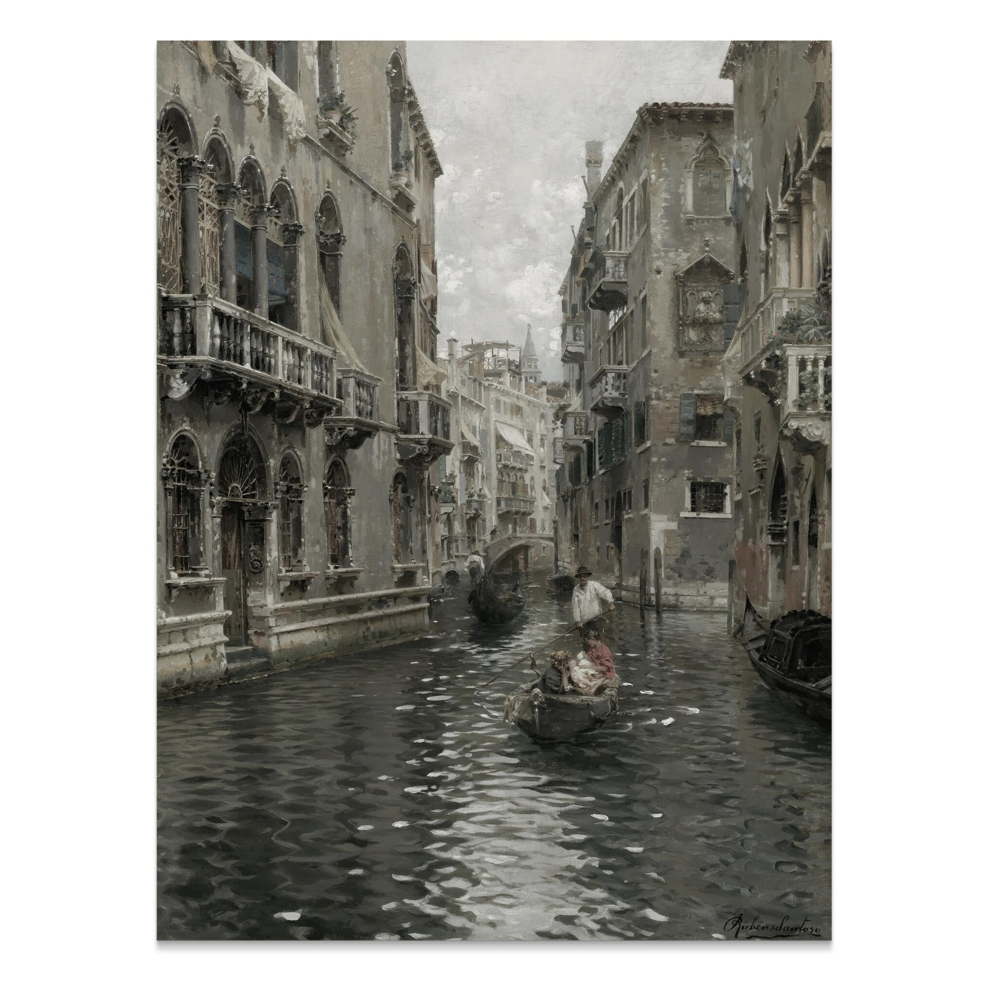 Premium Poster of Venetian Canal with Gondolas and Historic Buildings Posters