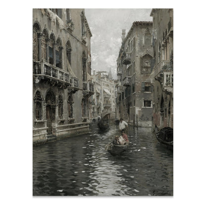 Premium Poster of Venetian Canal with Gondolas and Historic Buildings Posters