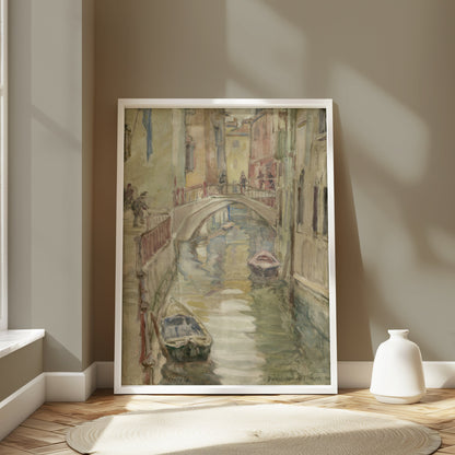Premium Poster of Venice Serene Canal with Gondolas and Bridges Posters