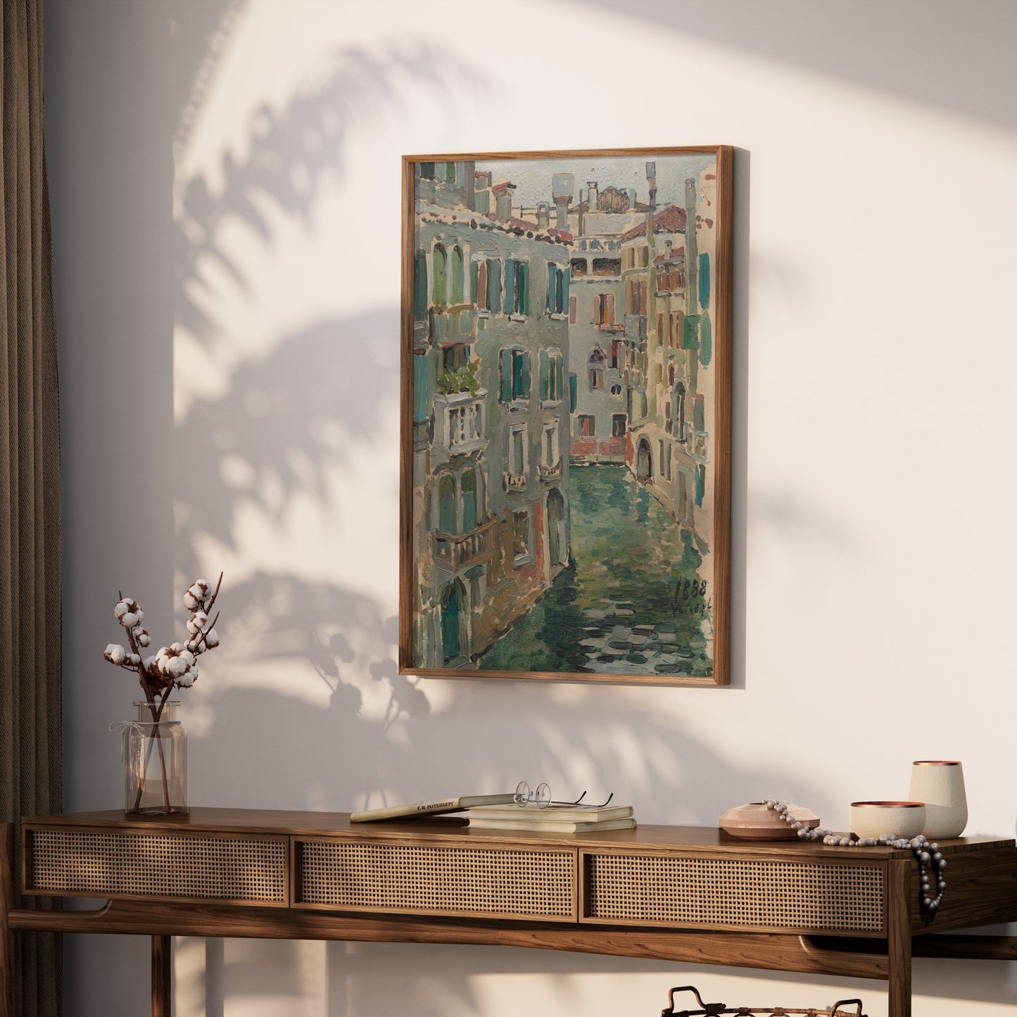 Premium Poster of Verdant Canal Street Scene Vintage Art Posters