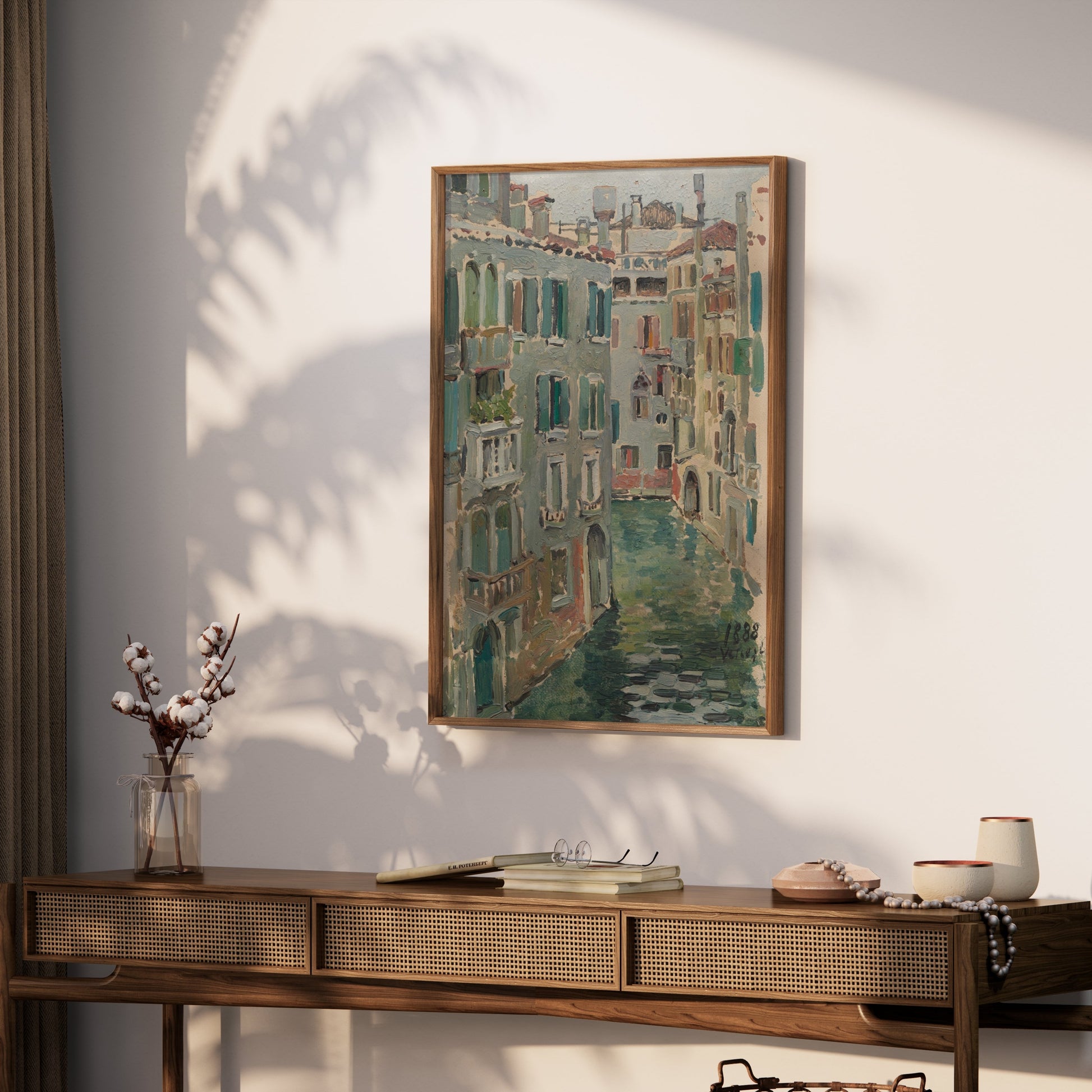 Premium Poster of Verdant Canal Street Scene Vintage Art Posters