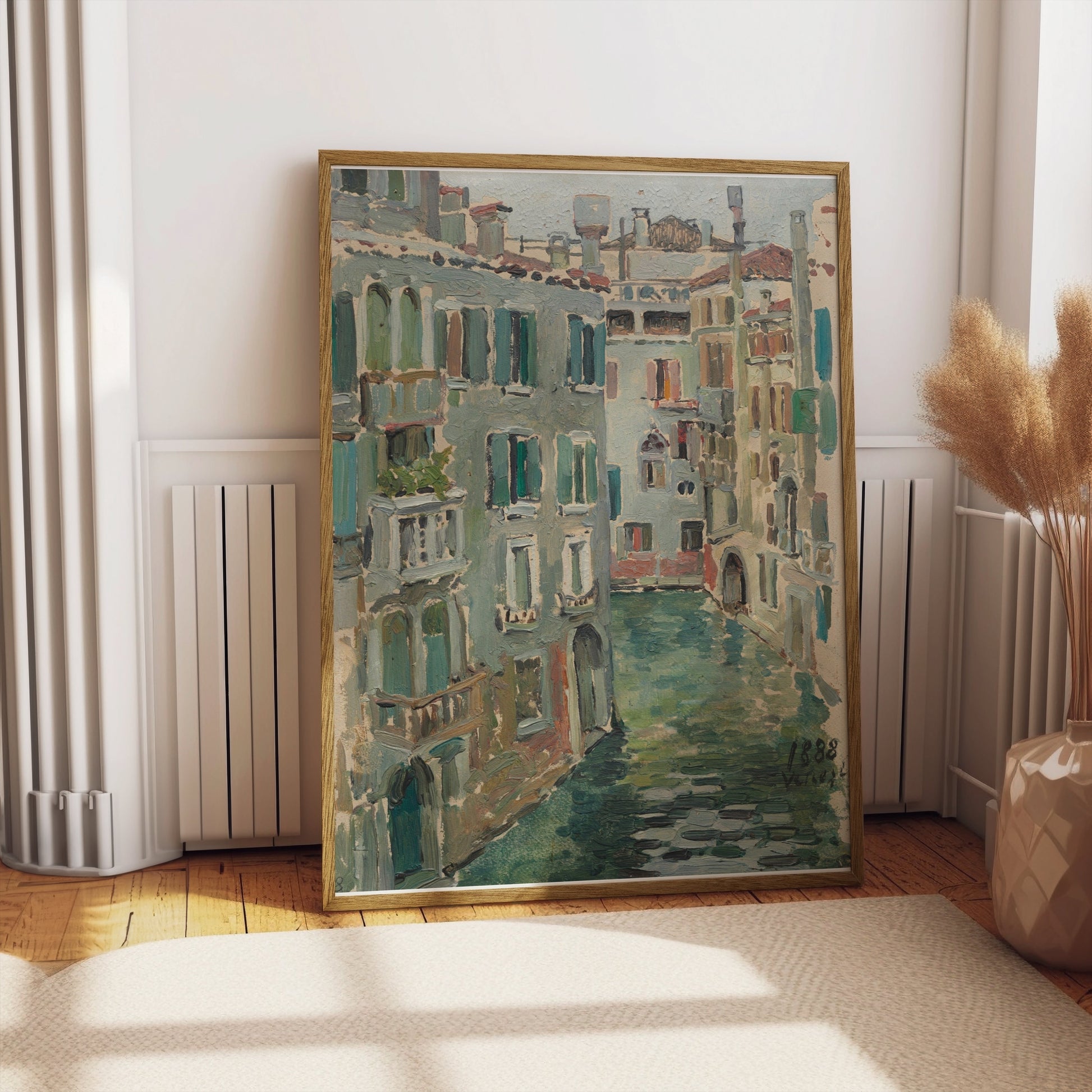 Premium Poster of Verdant Canal Street Scene Vintage Art Posters