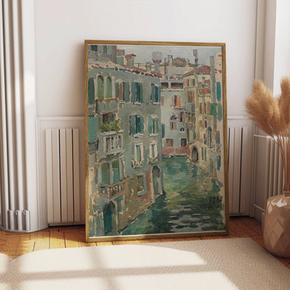 Premium Poster of Verdant Canal Street Scene Vintage Art Posters