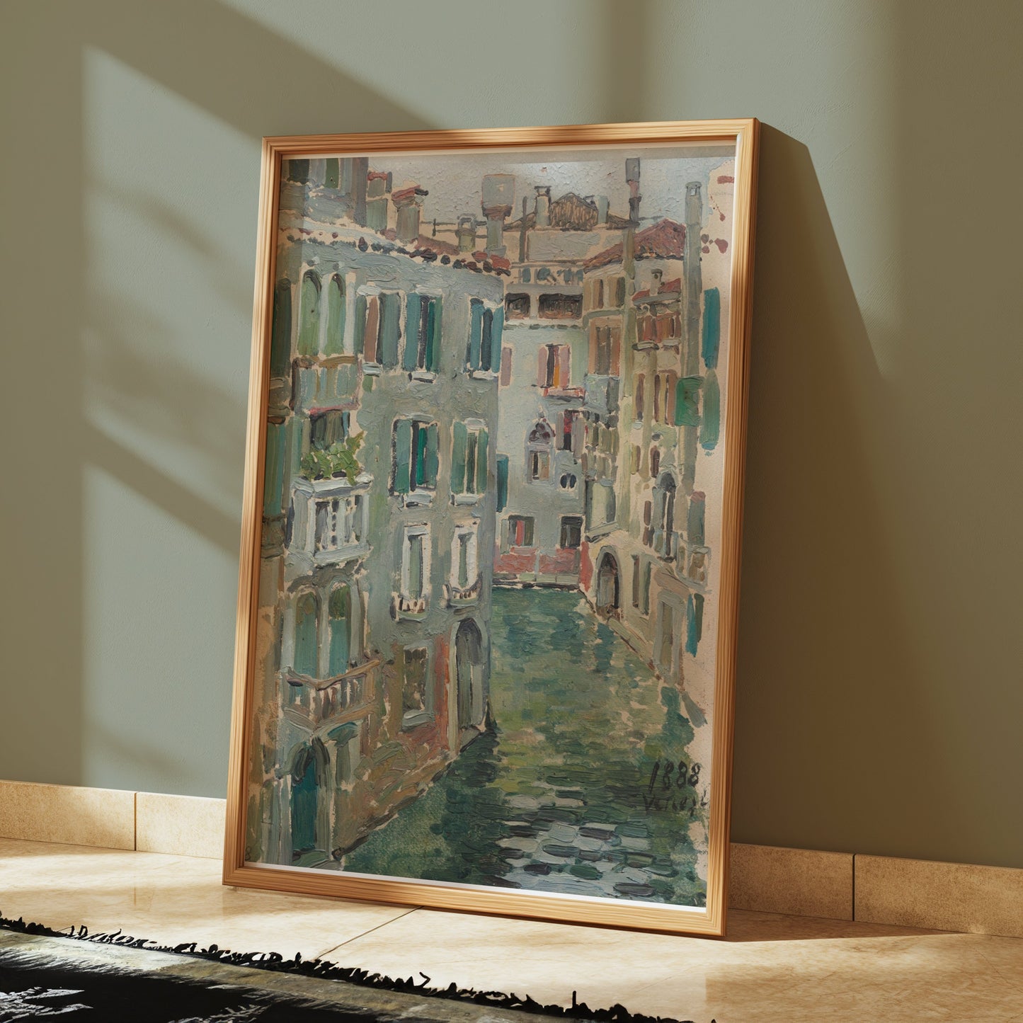 Premium Poster of Verdant Canal Street Scene Vintage Art Posters