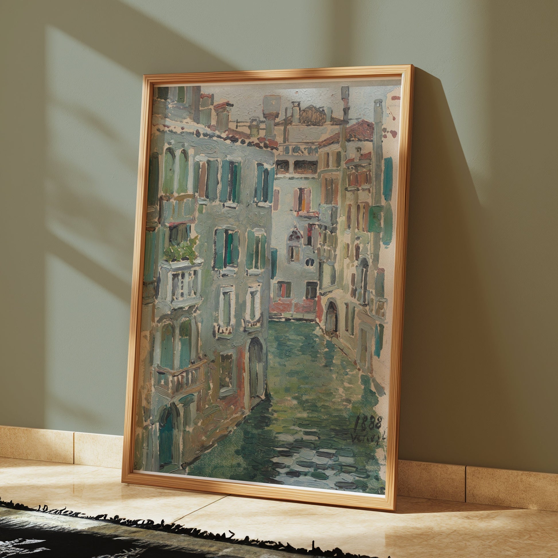 Premium Poster of Verdant Canal Street Scene Vintage Art Posters