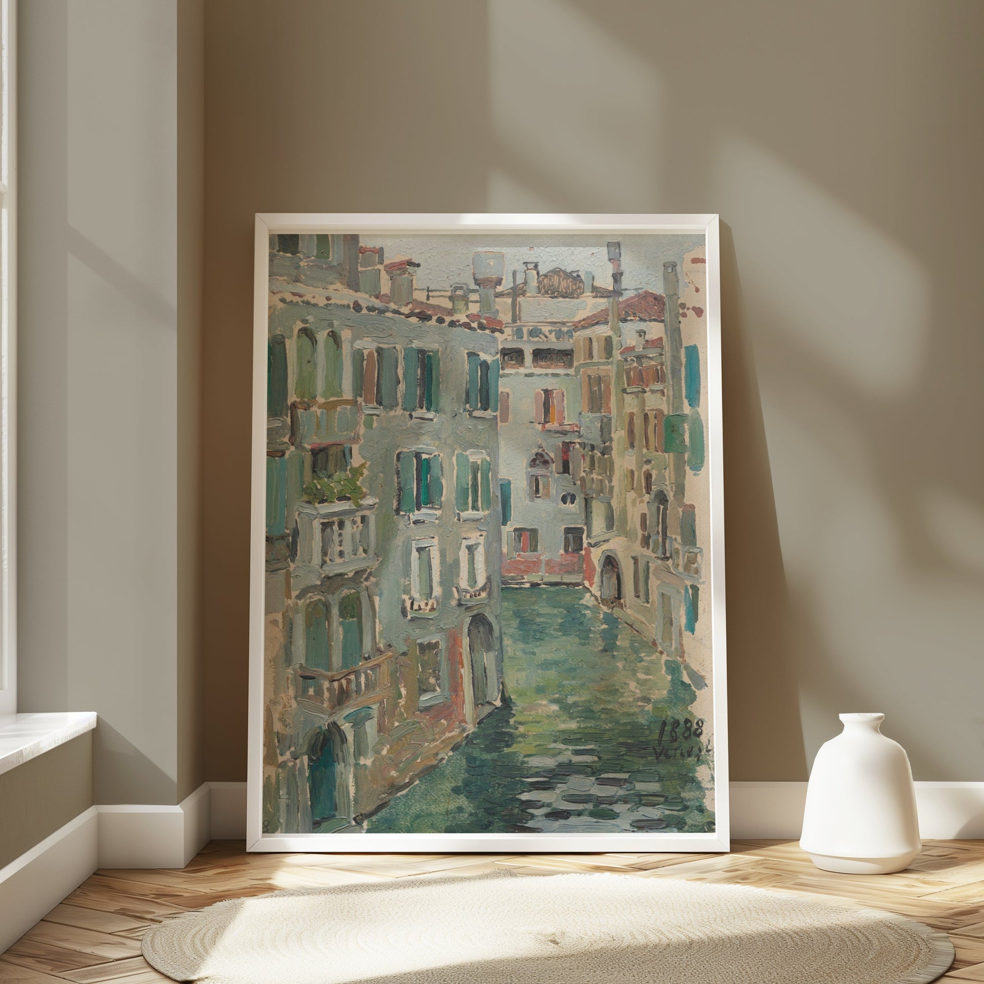Premium Poster of Verdant Canal Street Scene Vintage Art Posters