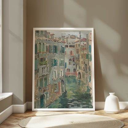 Premium Poster of Verdant Canal Street Scene Vintage Art Posters