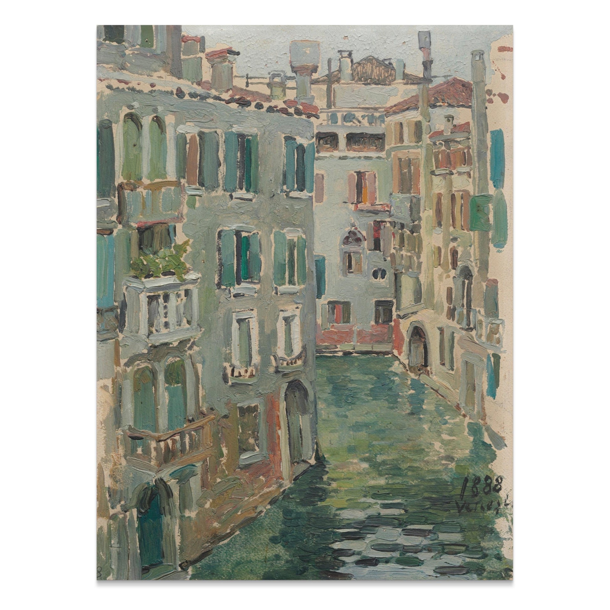 Premium Poster of Verdant Canal Street Scene Vintage Art Posters