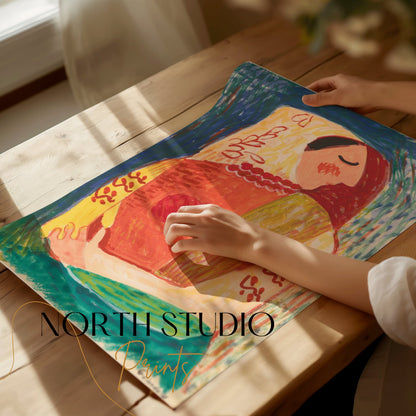 Premium Poster of Vibrant Abstract Art of a Woman by Galanda Posters