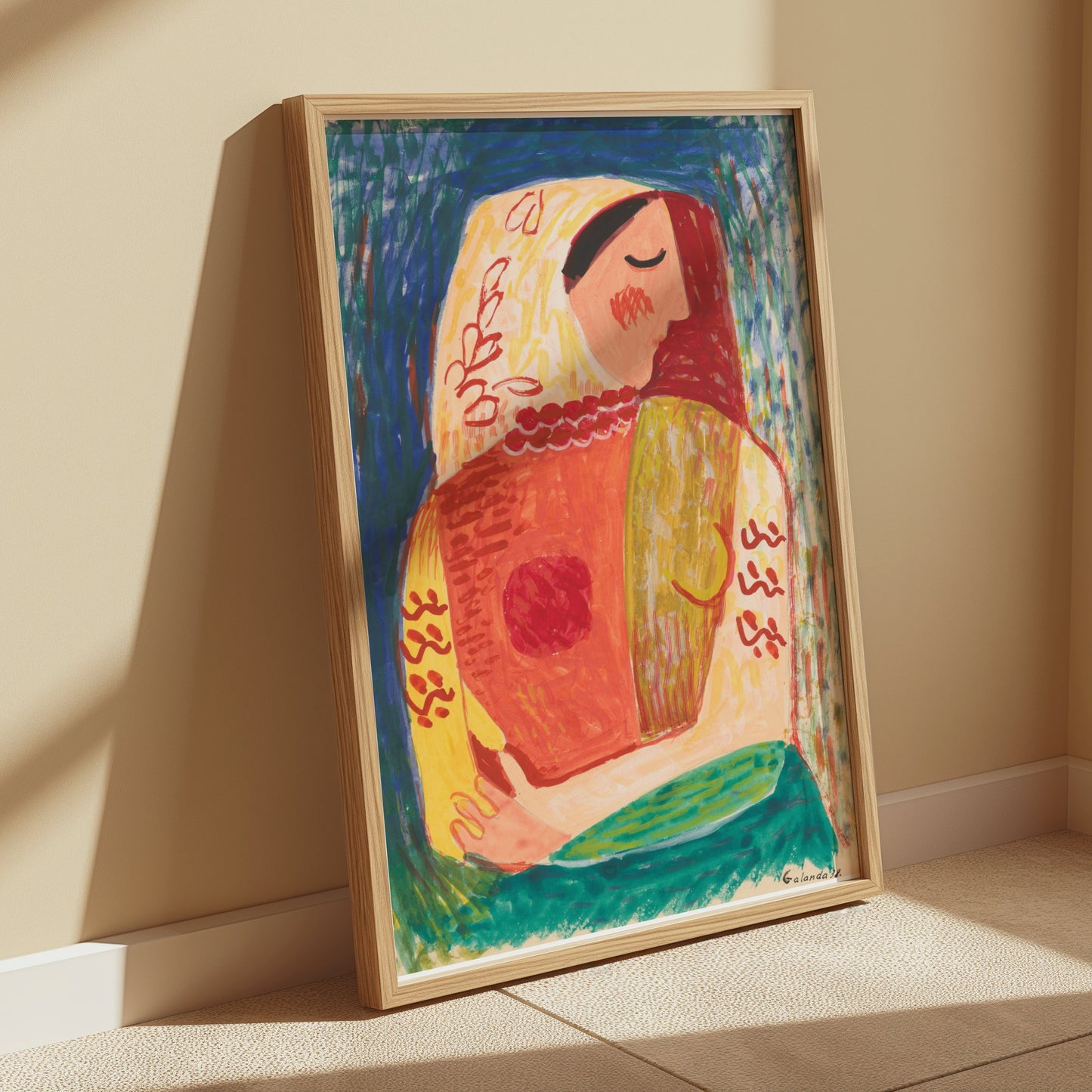 Premium Poster of Vibrant Abstract Art of a Woman by Galanda Posters