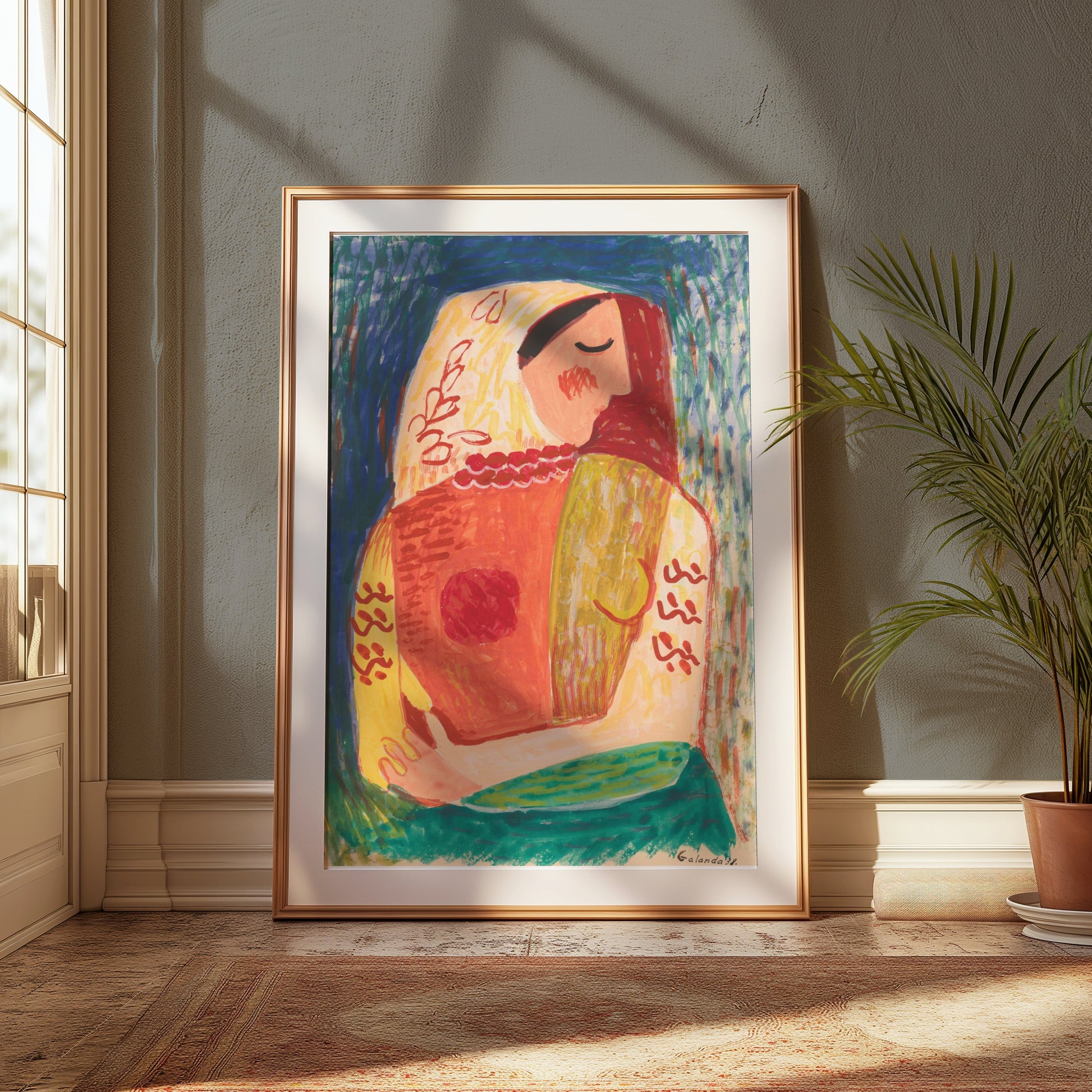Premium Poster of Vibrant Abstract Art of a Woman by Galanda Posters
