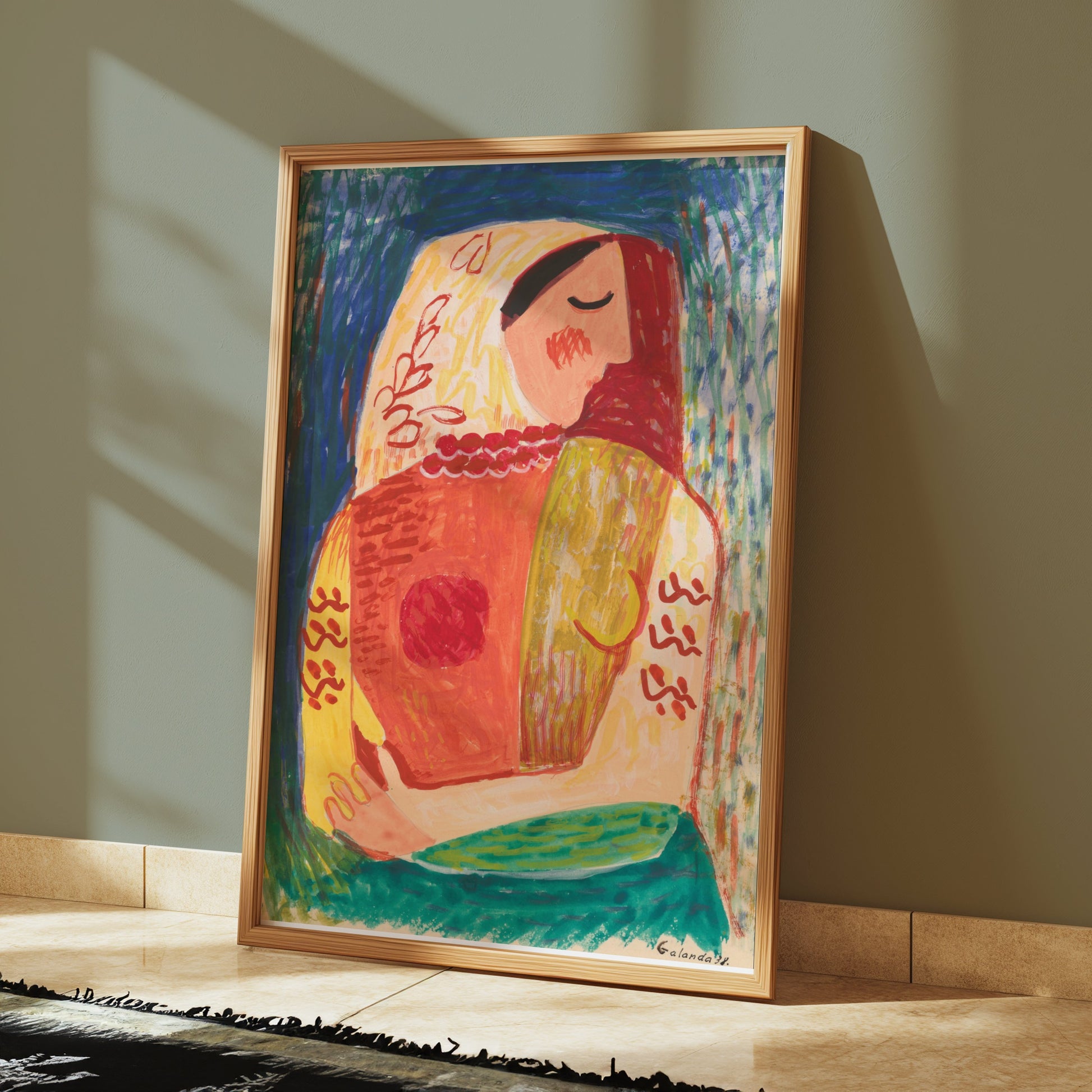 Premium Poster of Vibrant Abstract Art of a Woman by Galanda Posters