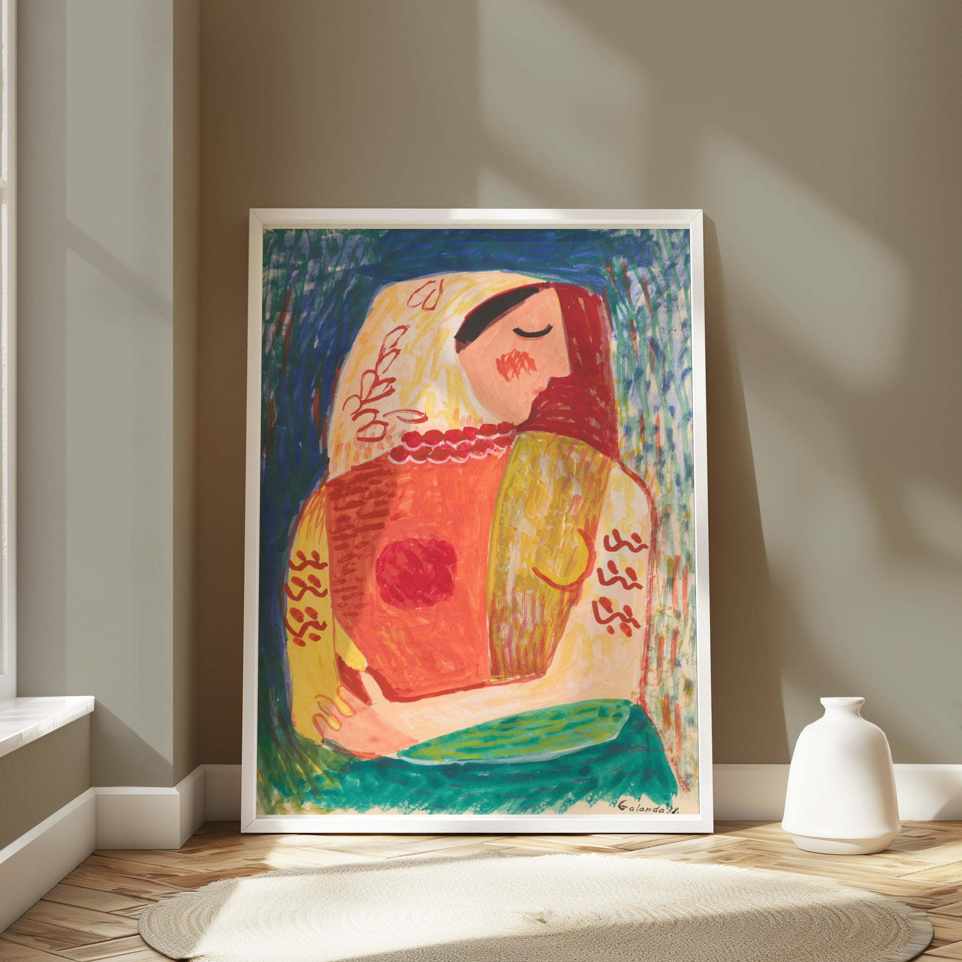 Premium Poster of Vibrant Abstract Art of a Woman by Galanda Posters