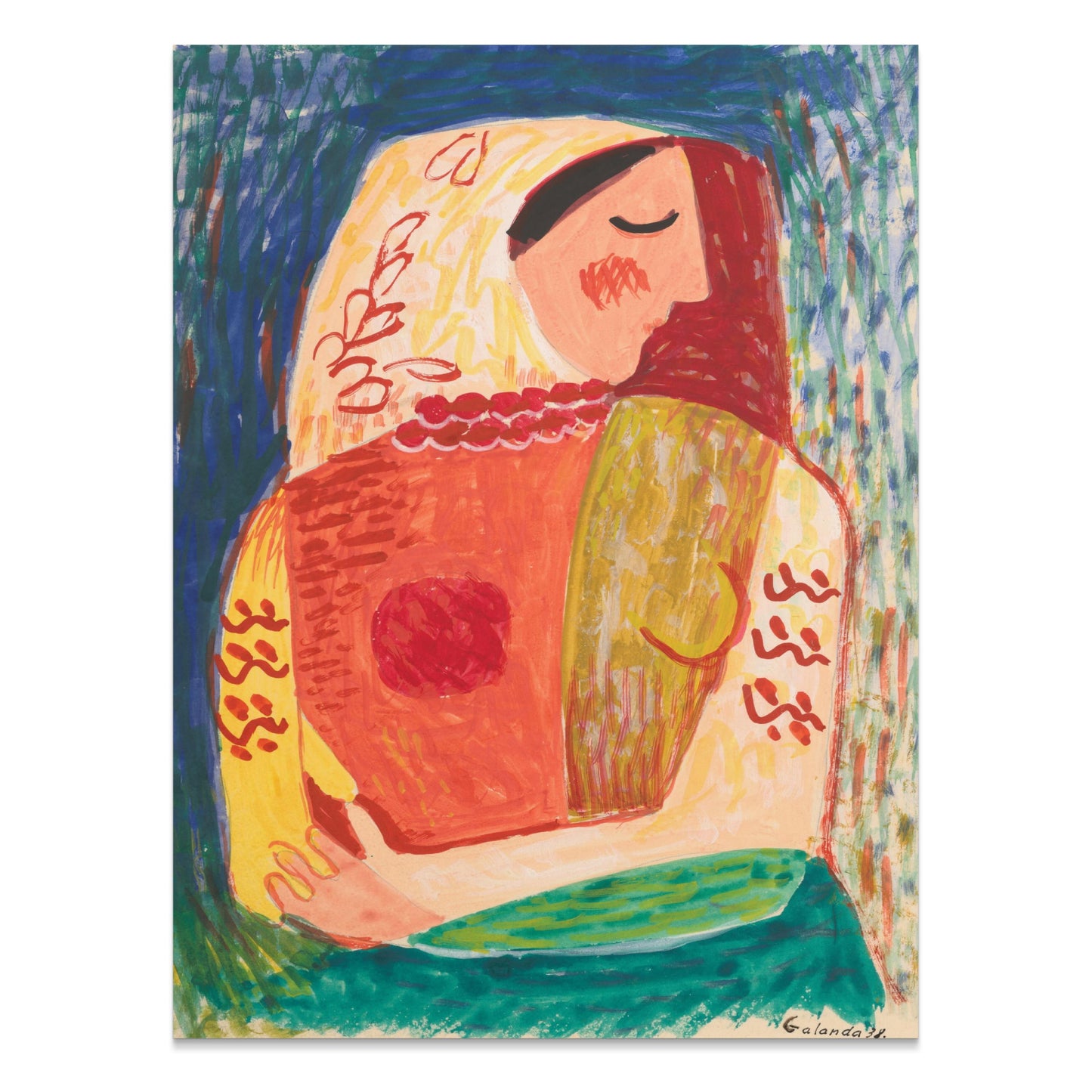 Premium Poster of Vibrant Abstract Art of a Woman by Galanda Posters