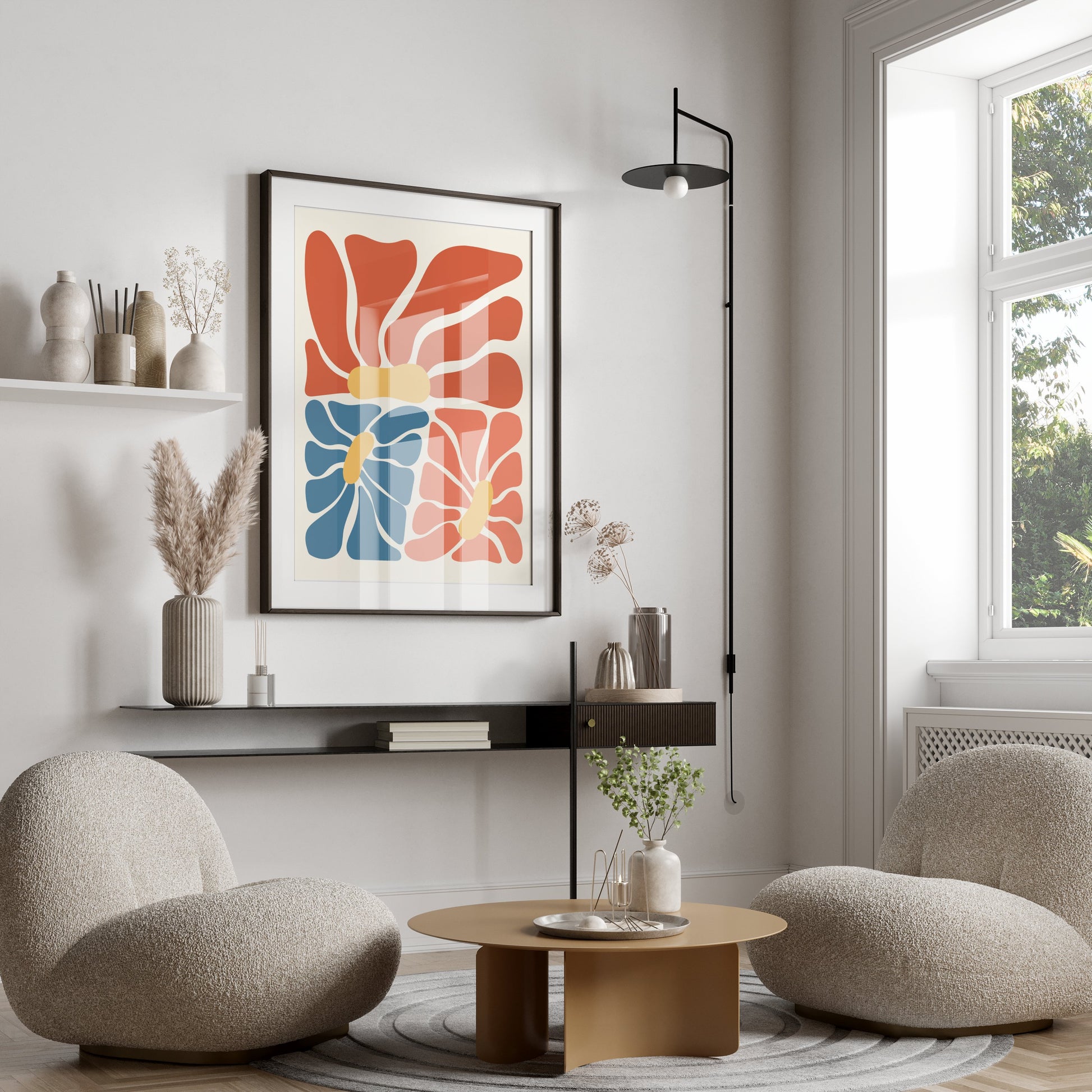 Premium Poster of Vibrant Abstract Floral Design Modern Art Posters