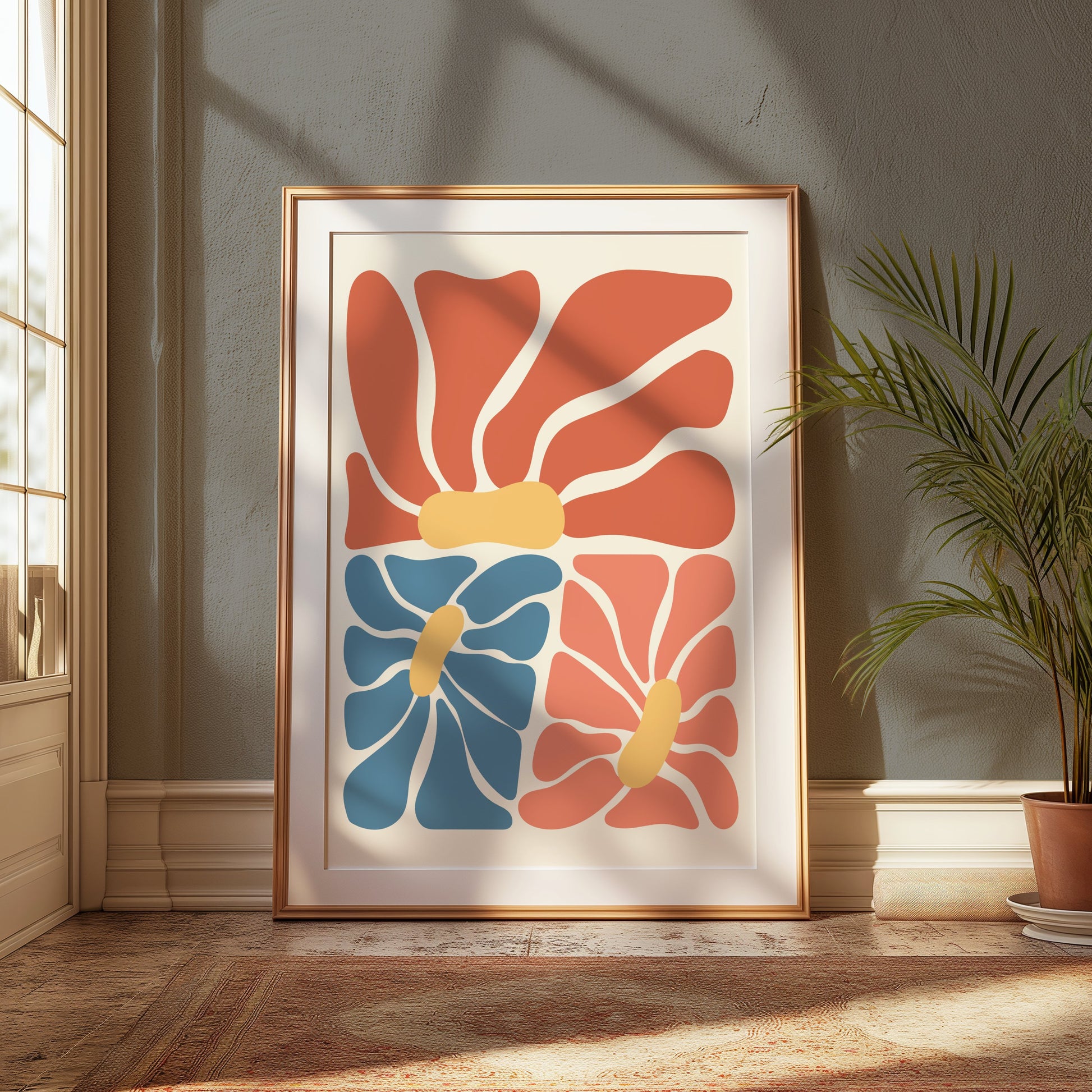 Premium Poster of Vibrant Abstract Floral Design Modern Art Posters
