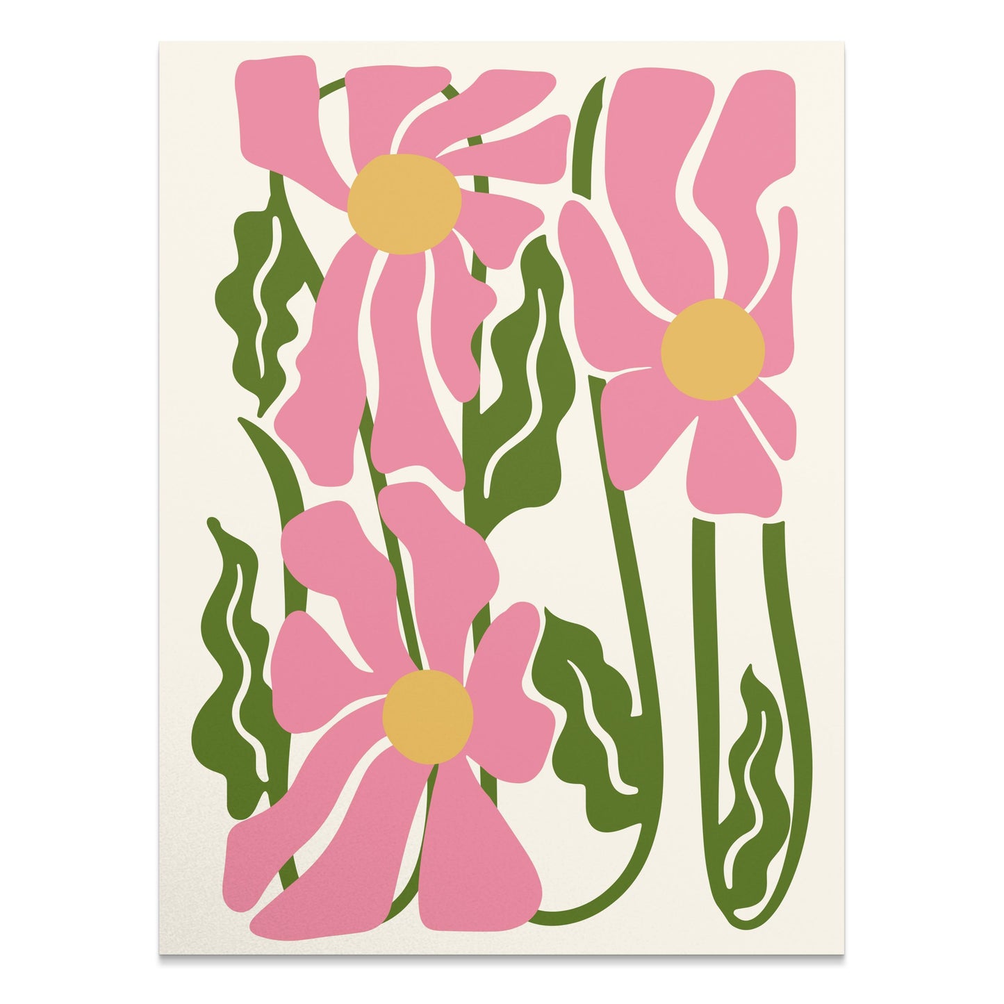 Premium Poster of Vibrant Abstract Flowers Artwork Colorful Pink Green Posters