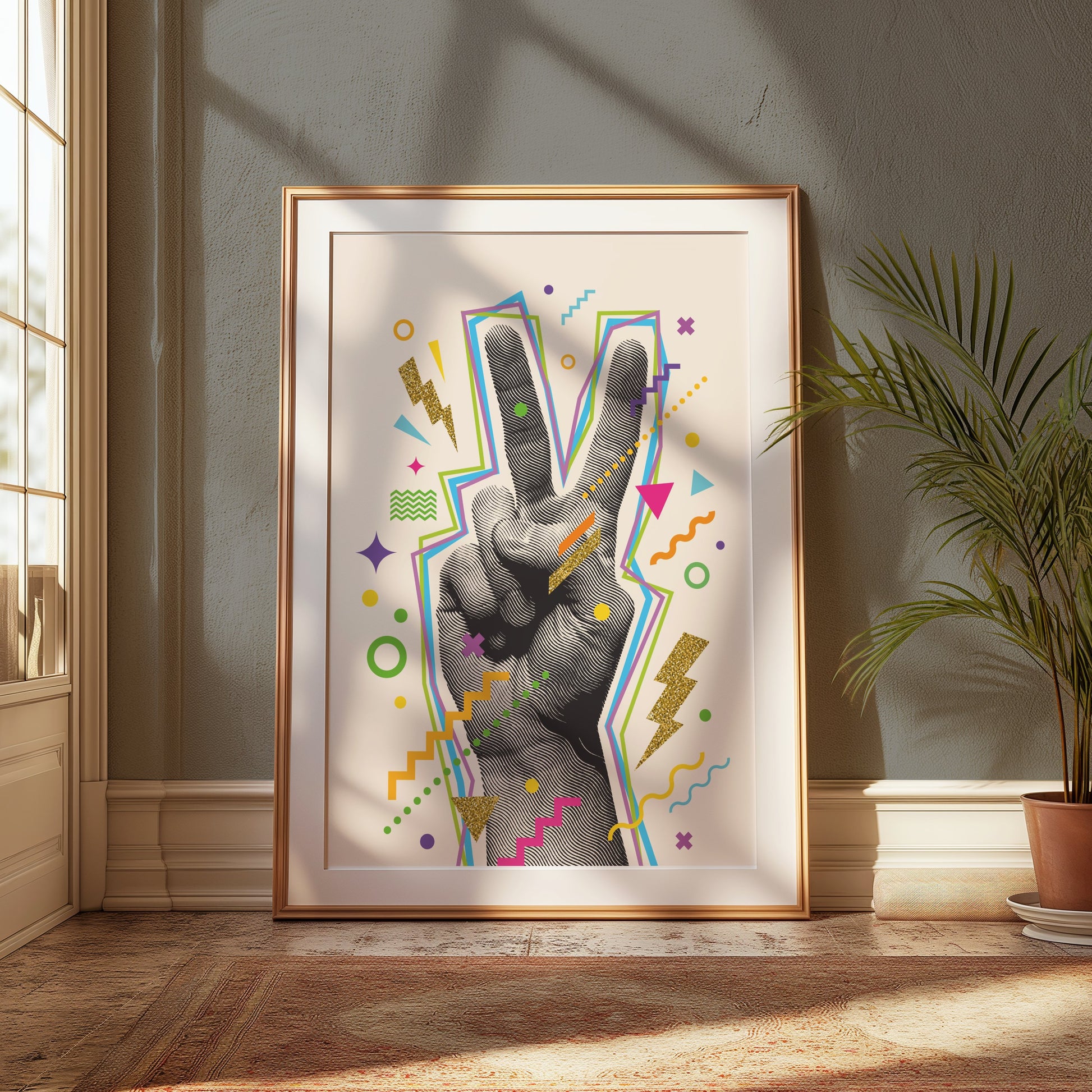 Premium Poster of Vibrant Abstract Peace Sign Art for Trendy Posters