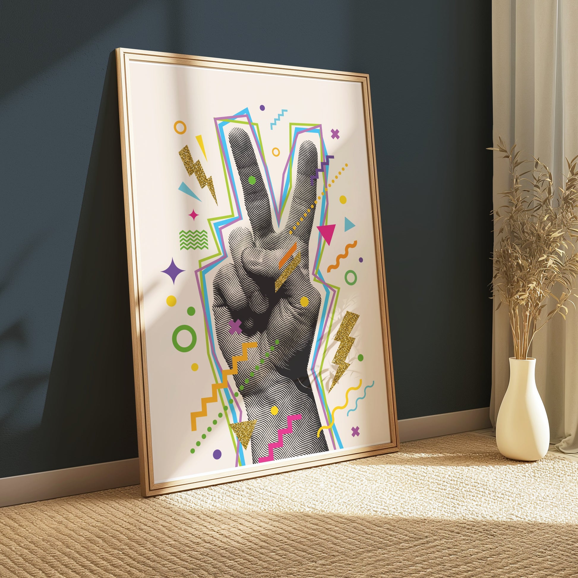 Premium Poster of Vibrant Abstract Peace Sign Art for Trendy Posters