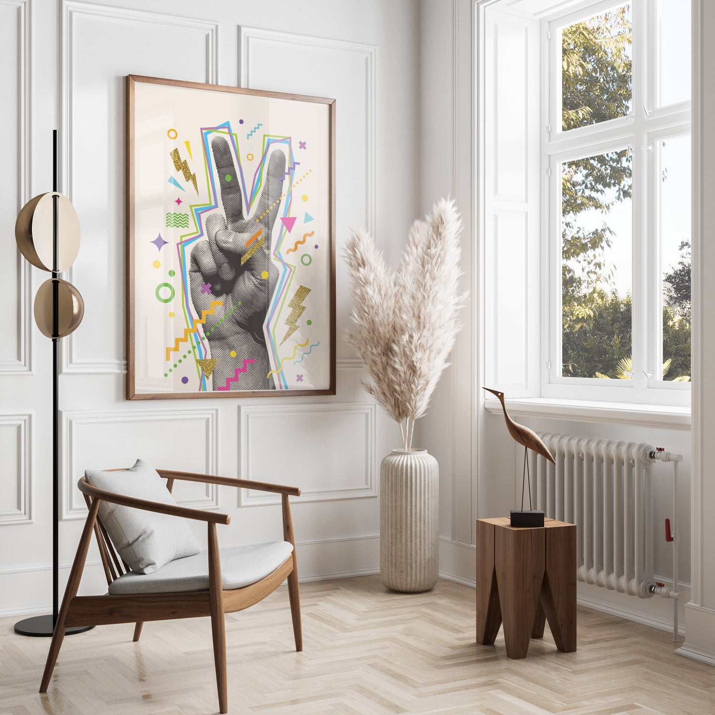 Premium Poster of Vibrant Abstract Peace Sign Art for Trendy Posters
