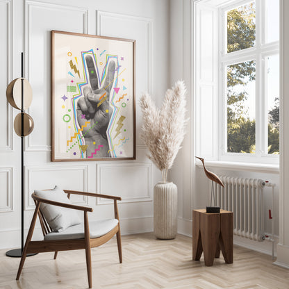 Premium Poster of Vibrant Abstract Peace Sign Art for Trendy Posters