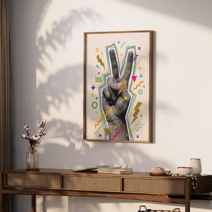 Premium Poster of Vibrant Abstract Peace Sign Art for Trendy Posters