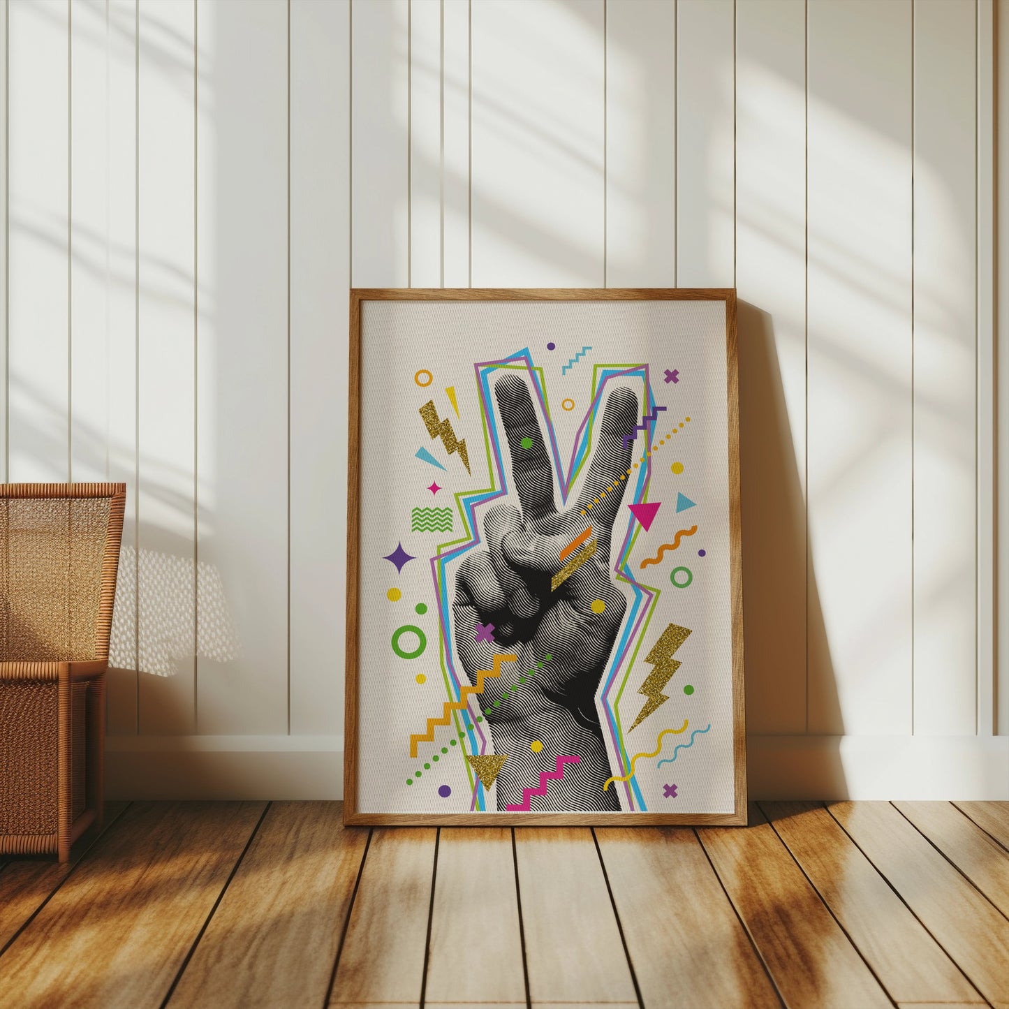 Premium Poster of Vibrant Abstract Peace Sign Art for Trendy Posters