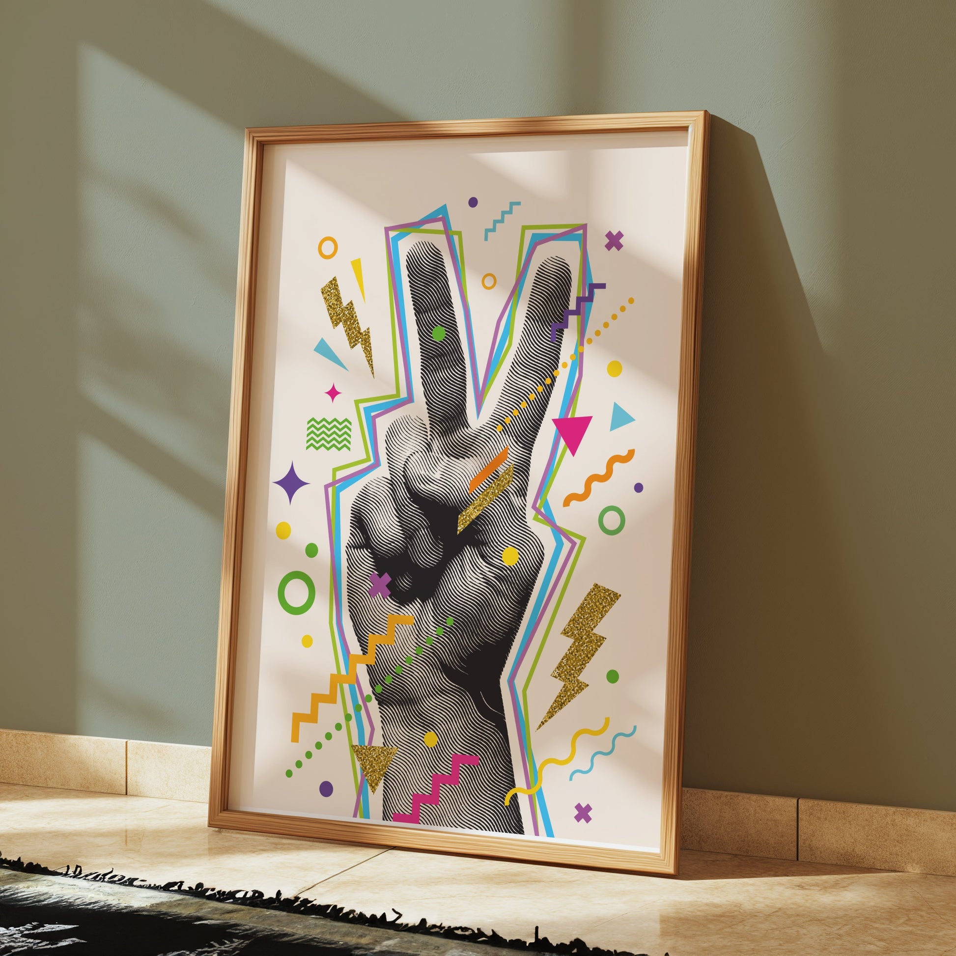 Premium Poster of Vibrant Abstract Peace Sign Art for Trendy Posters