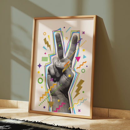 Premium Poster of Vibrant Abstract Peace Sign Art for Trendy Posters