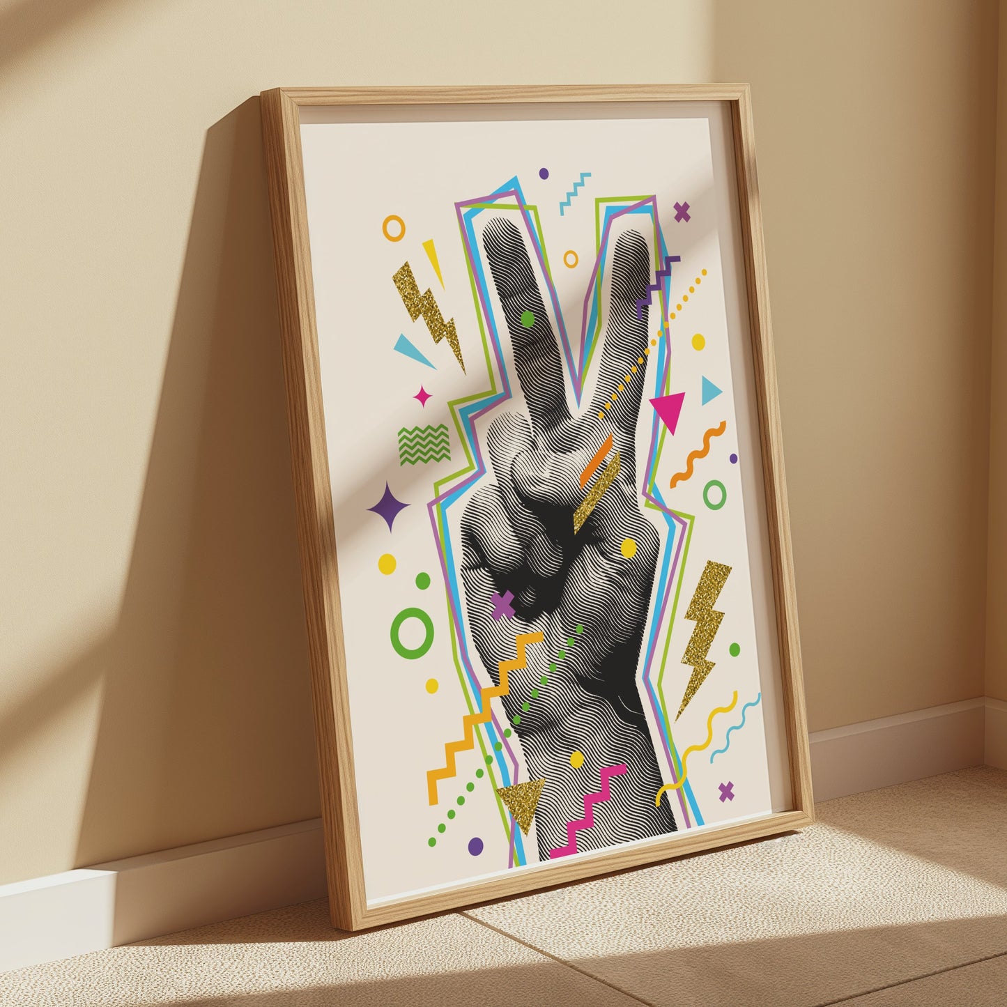 Premium Poster of Vibrant Abstract Peace Sign Art for Trendy Posters