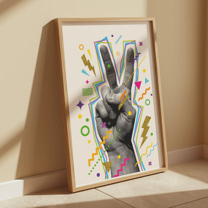Premium Poster of Vibrant Abstract Peace Sign Art for Trendy Posters