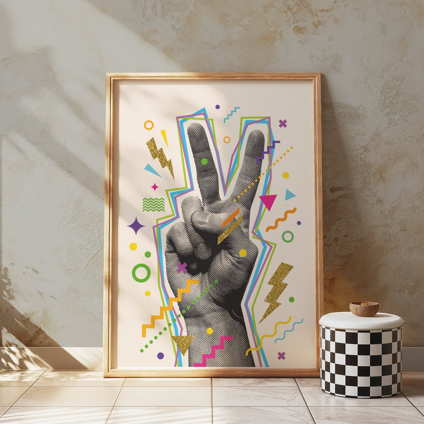 Premium Poster of Vibrant Abstract Peace Sign Art for Trendy Posters