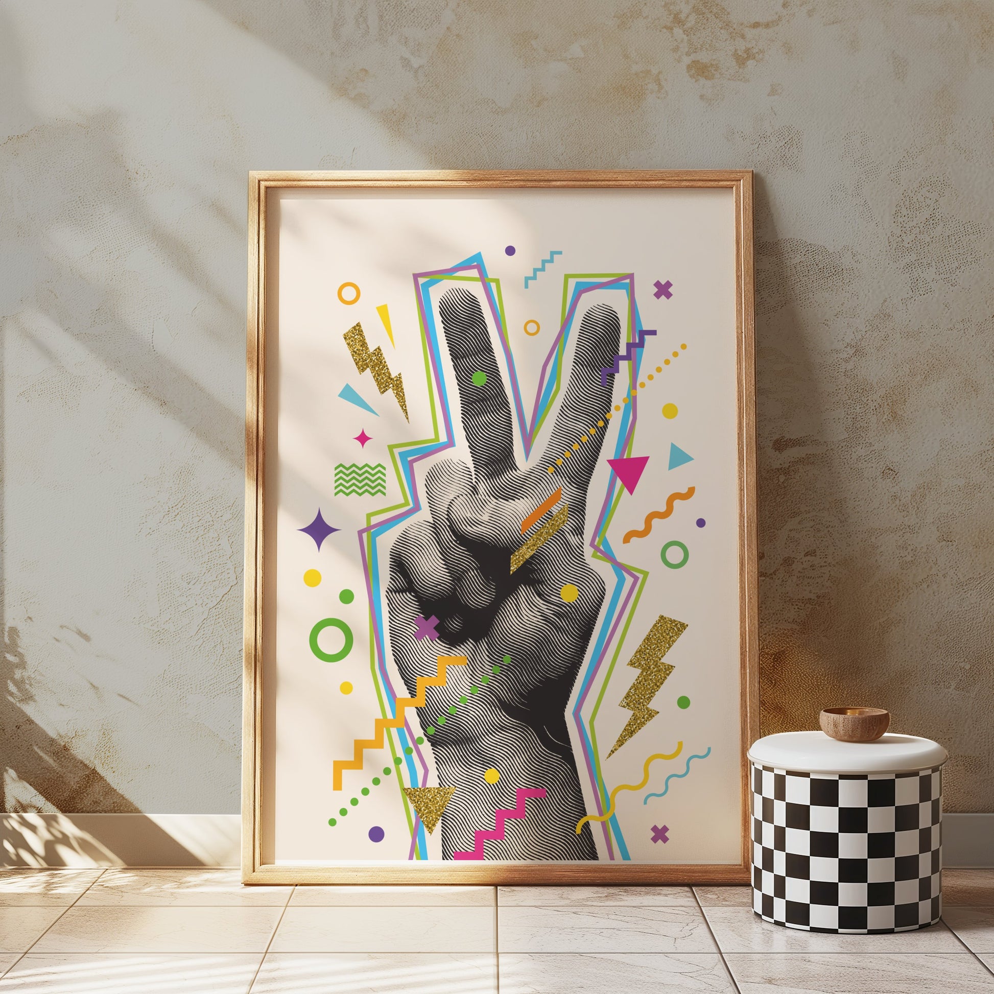 Premium Poster of Vibrant Abstract Peace Sign Art for Trendy Posters