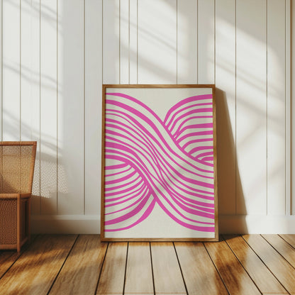Premium Poster of Vibrant Abstract Pink and White Wave Design Posters